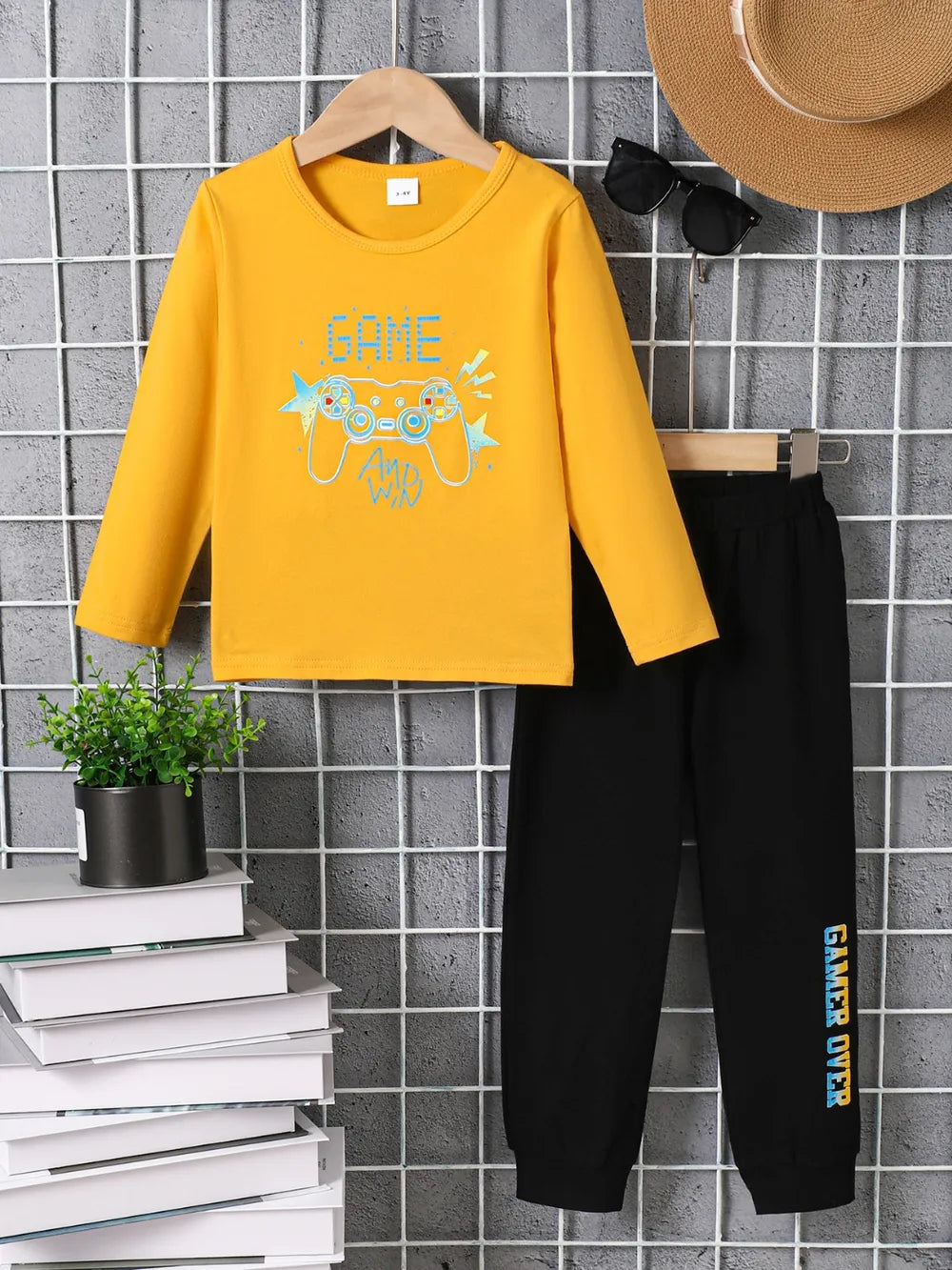 Kids Graphic Round Neck Long Sleeve Top and Pants Set 
