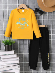 Kids Graphic Round Neck Long Sleeve Top and Pants Set 
