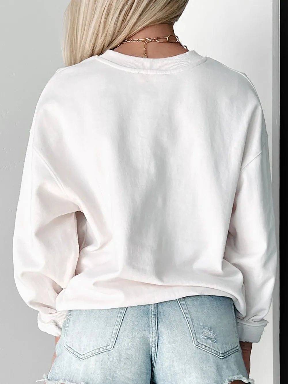 LUCKY Graphic Round Neck Long Sleeve Sweatshirt 
