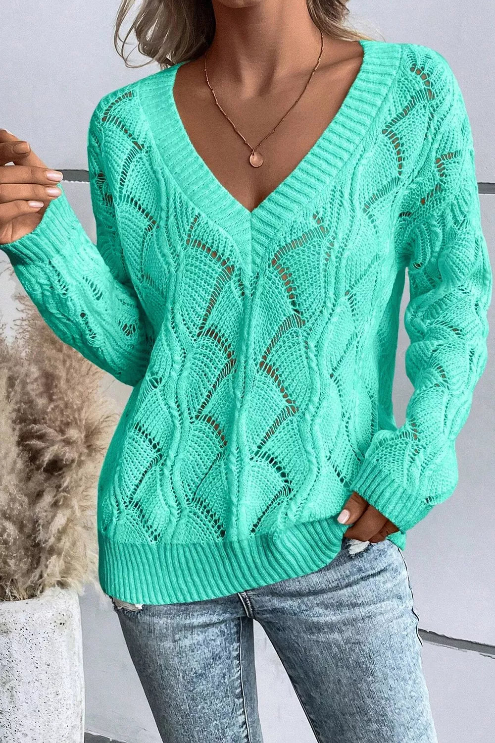 Elegant Texture V-Neck Knit Top 
