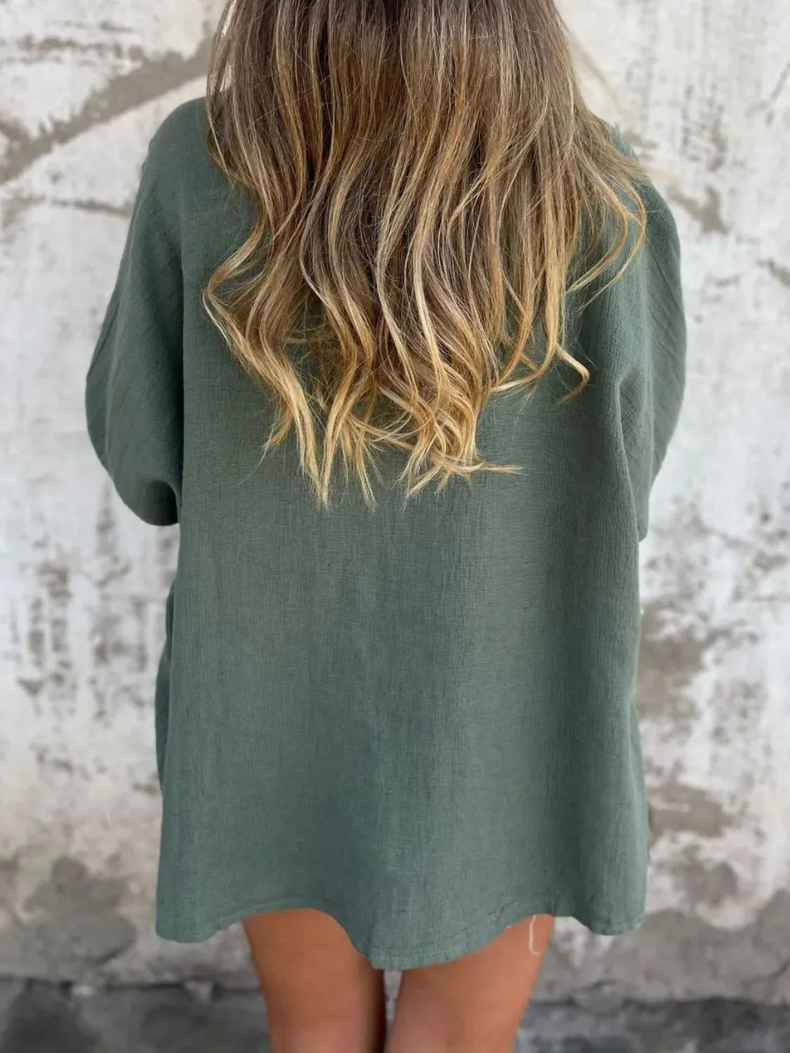 Full Size One Button Long Sleeve Shirt Plus Size 