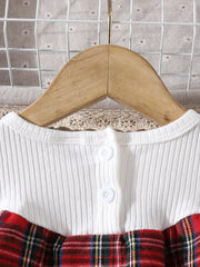 Children's Christmas Plaid Long Sleeve Dress 