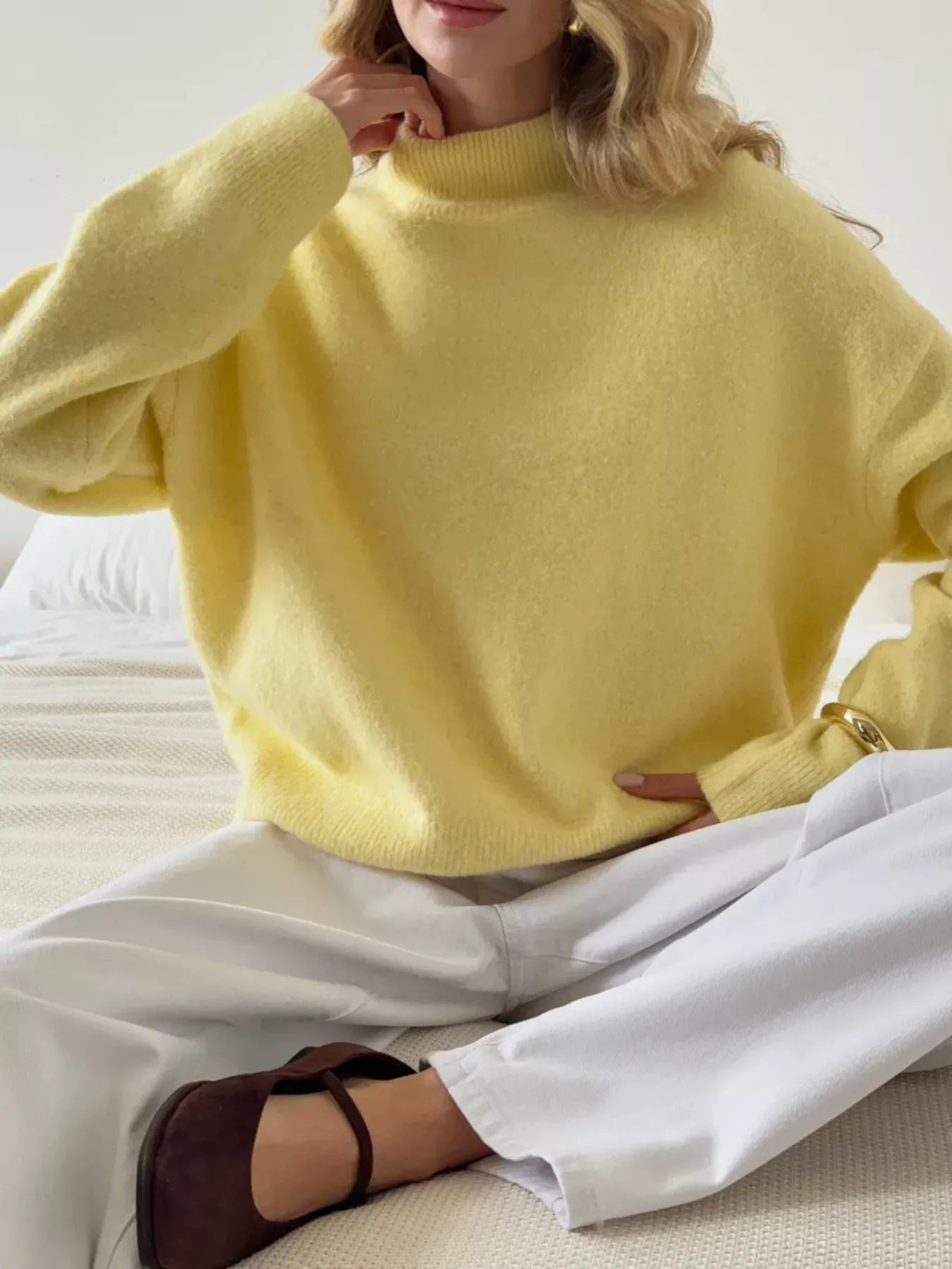 Mock Neck Dropped Shoulder Sweater 
