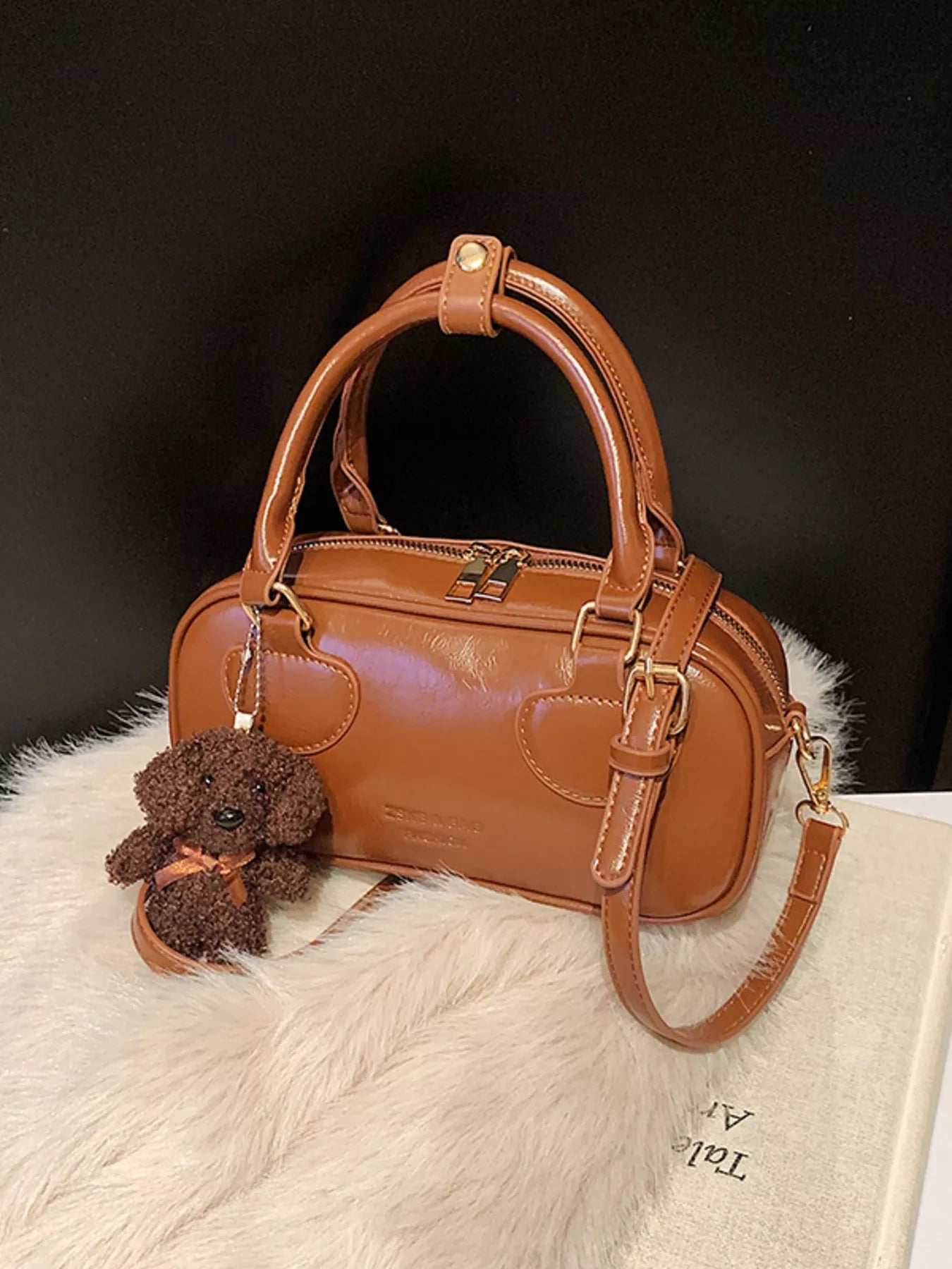 Vintage Style Crossbody Bag with Charm 