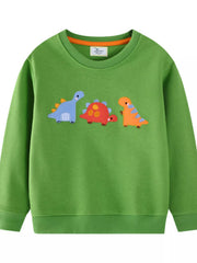 Children's Dinosaur Embroidered Crew Neck Sweatshirt 