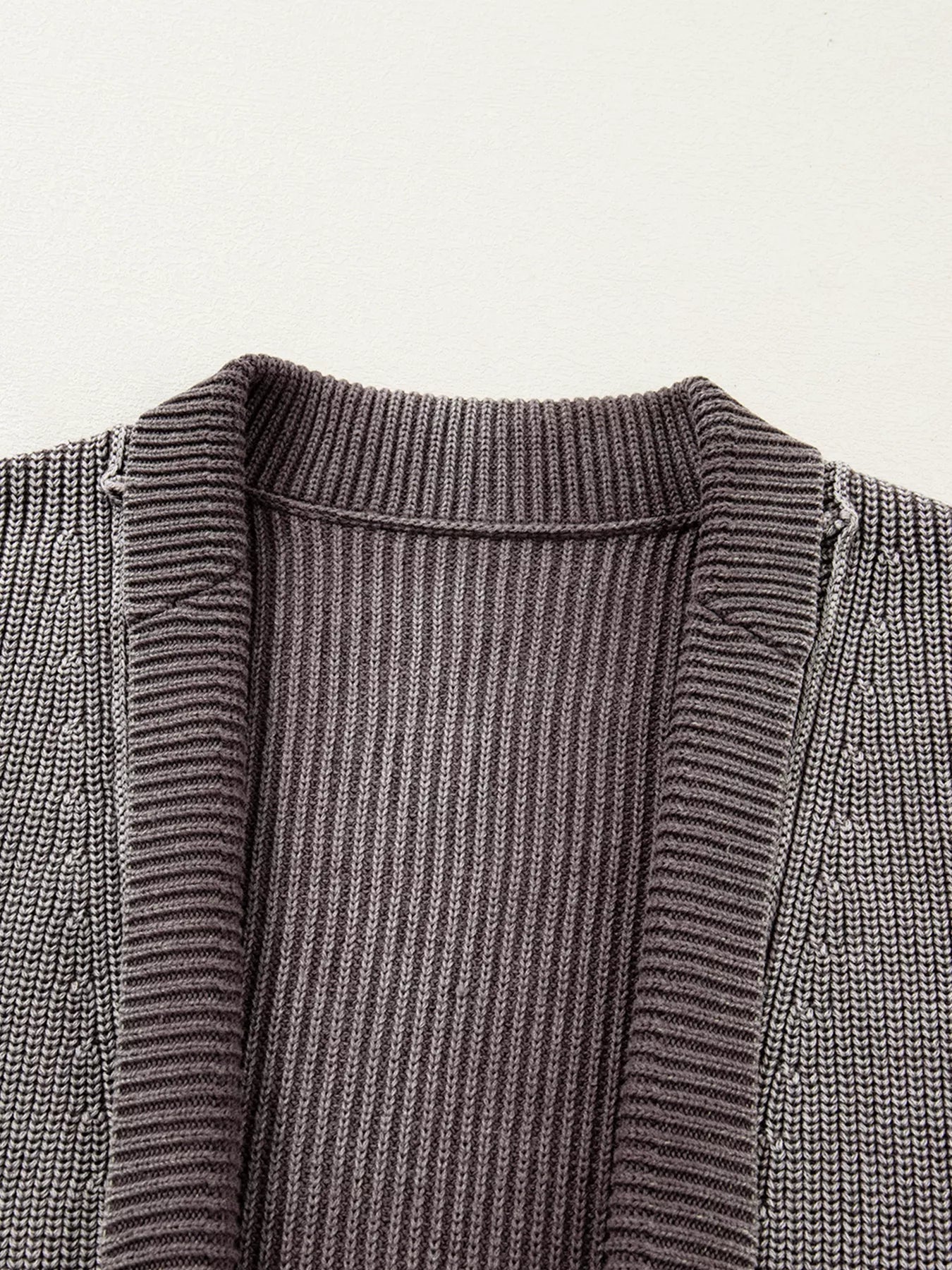 Mineral Wash Exposed Seam Patchwork Knit Open Sweater Cardigan 