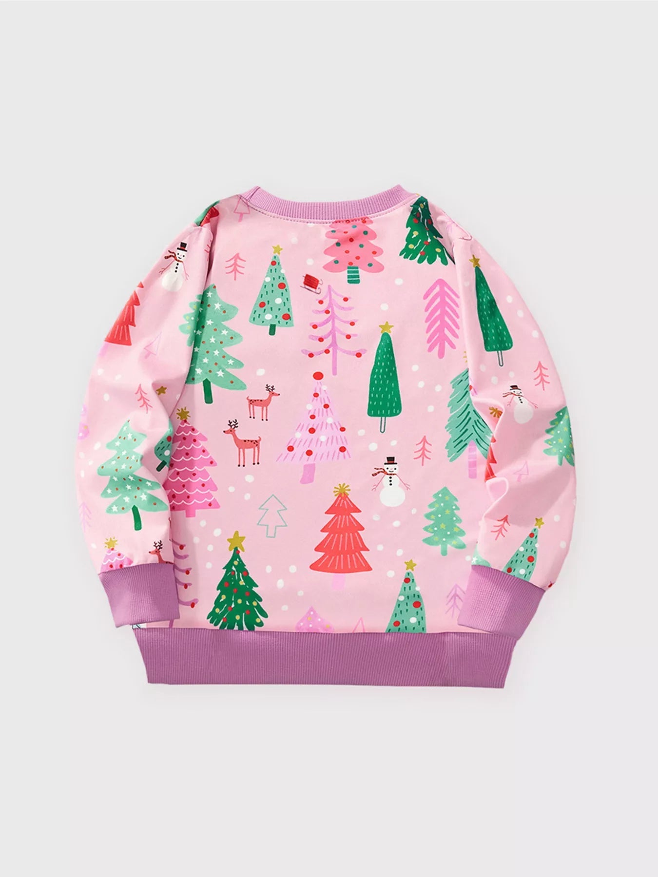 Children's Christmas Tree Print Crew Neck Sweatshirt 