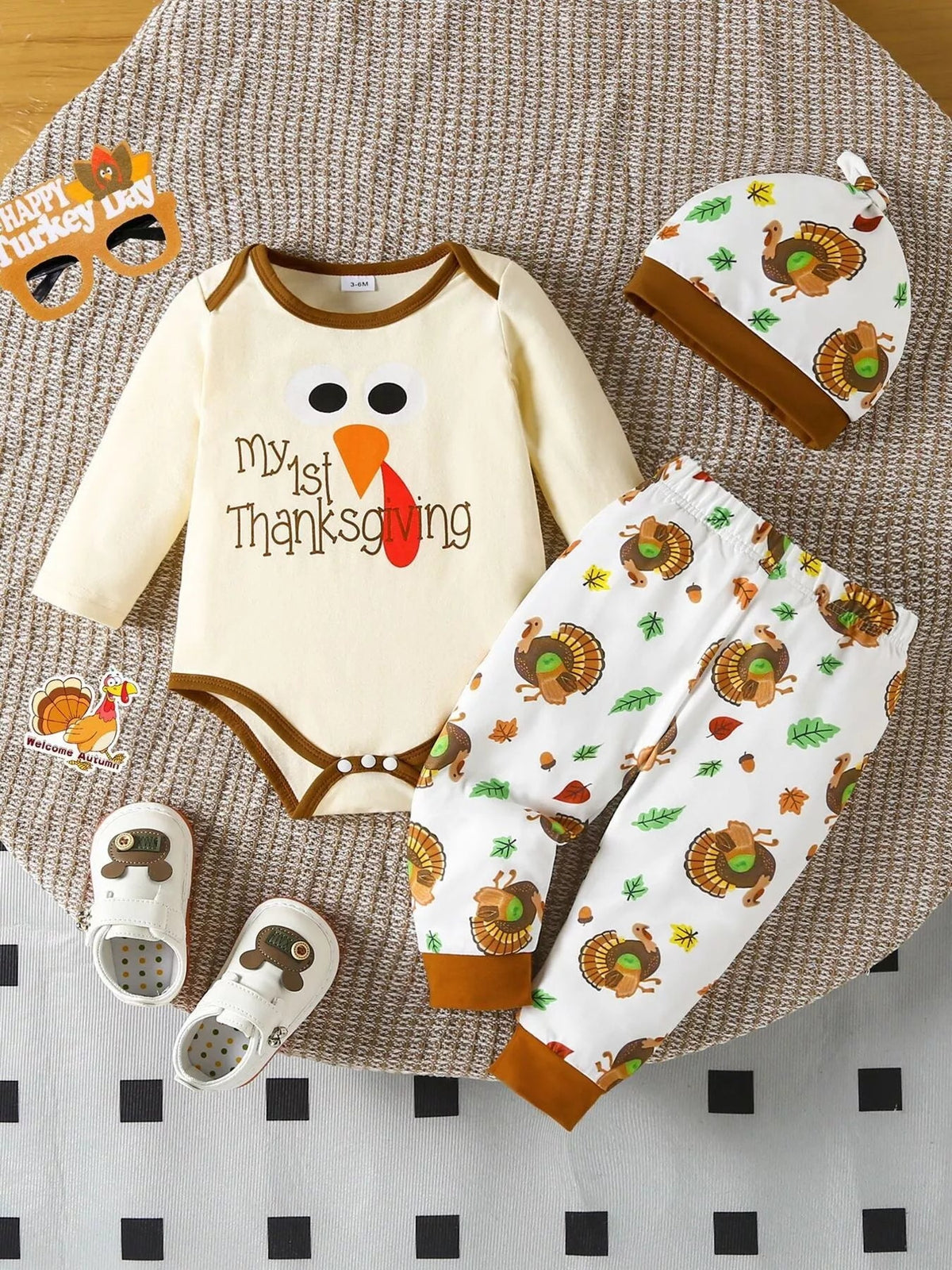 Children's My 1st Thanksgiving Turkey Graphic 3-Piece Set 