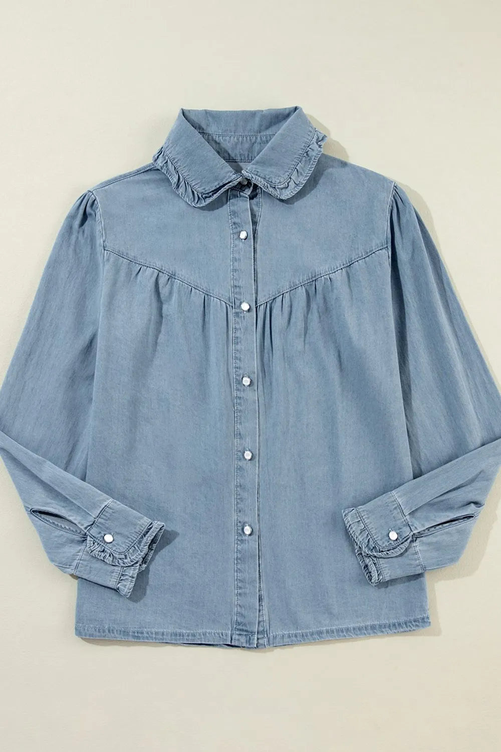 Button Up Long Sleeve Denim Top 