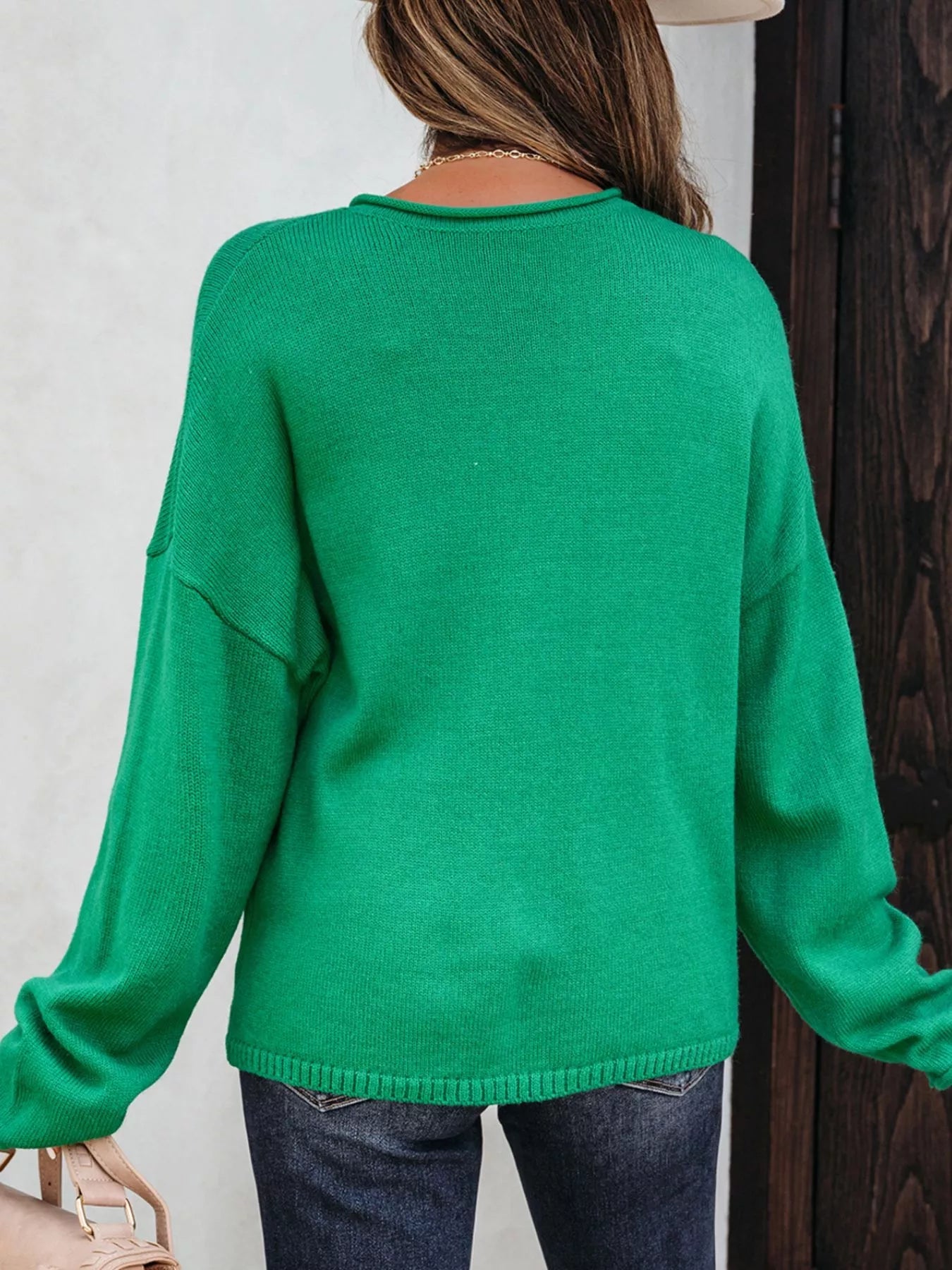 Solid Color Knit Button Drop Shoulder Sweater Cardigan 