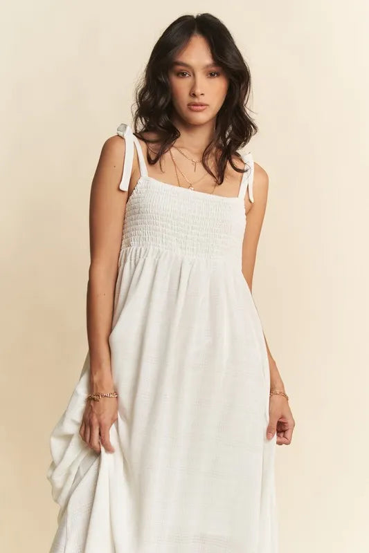 Davi & Dani Smocked Sleeveless Maxi Cami Dress 