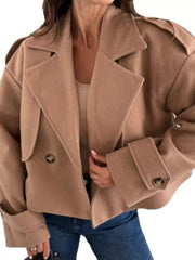 Lapel Collar Dropped Shoulder Jacket 