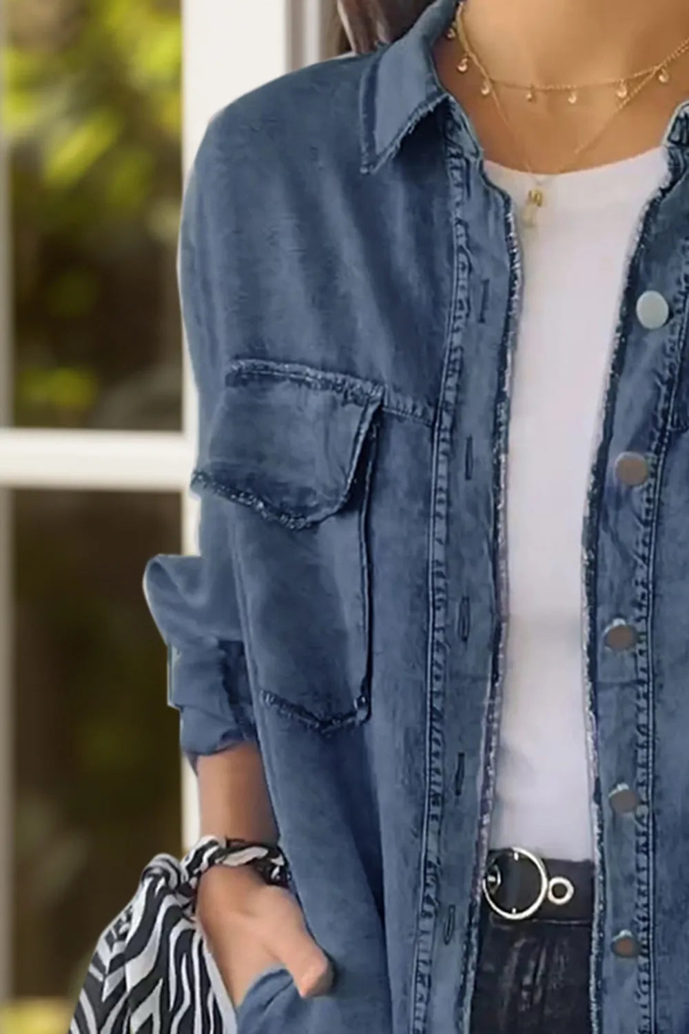 Full Size Pocketed Button Up Long Sleeve Denim Jacket 