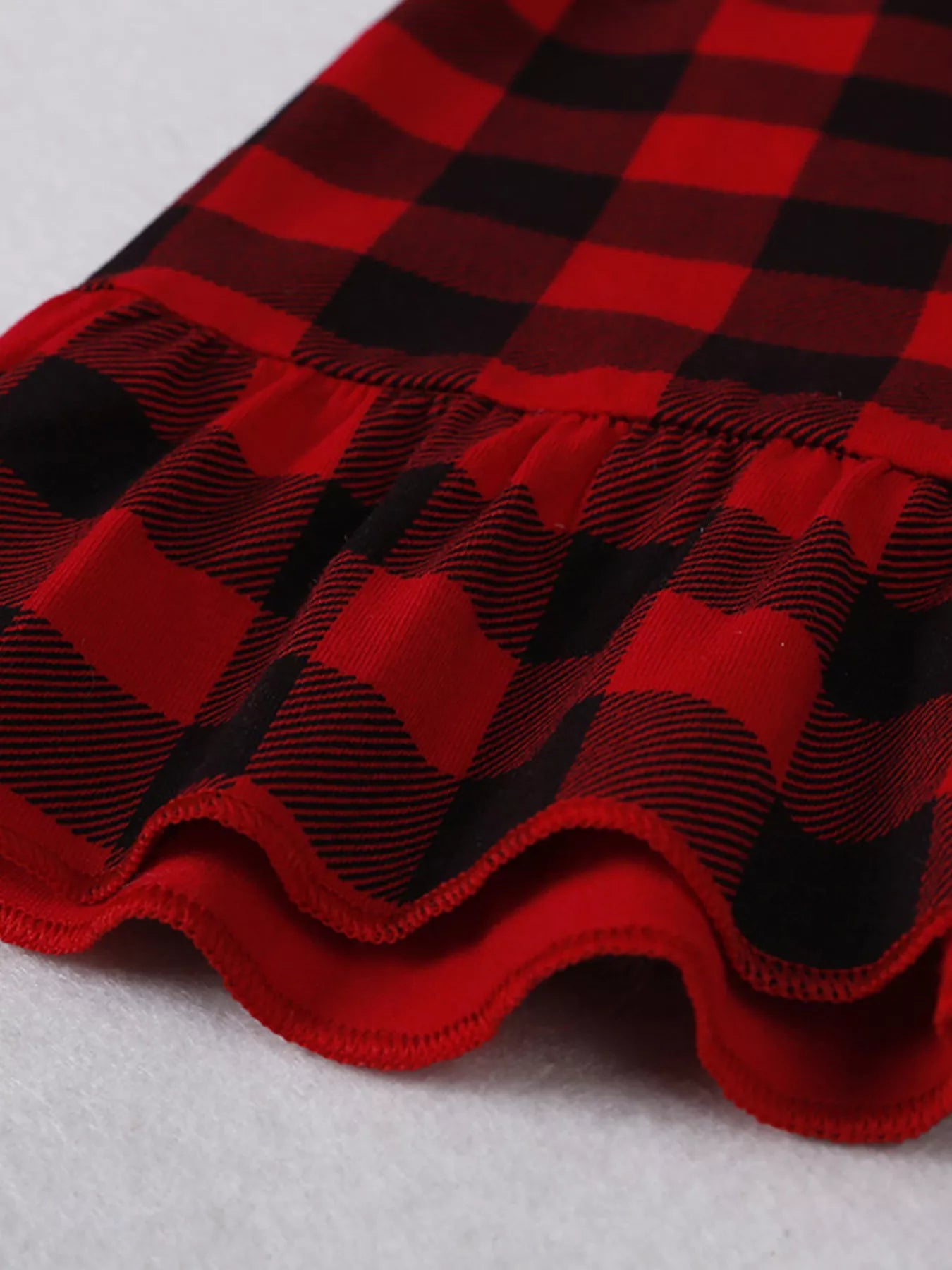 Children's Plaid Ruffle Hem Long Sleeve Dress 