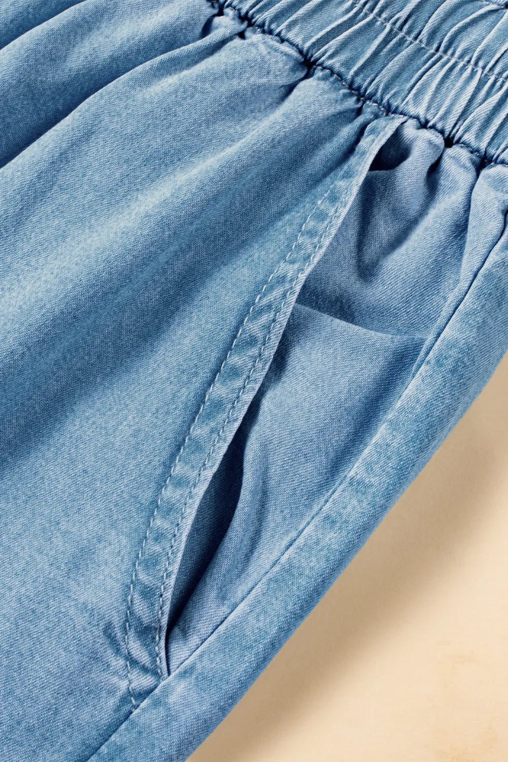 Drawstring Cargo Pocket Wide Leg Jeans 