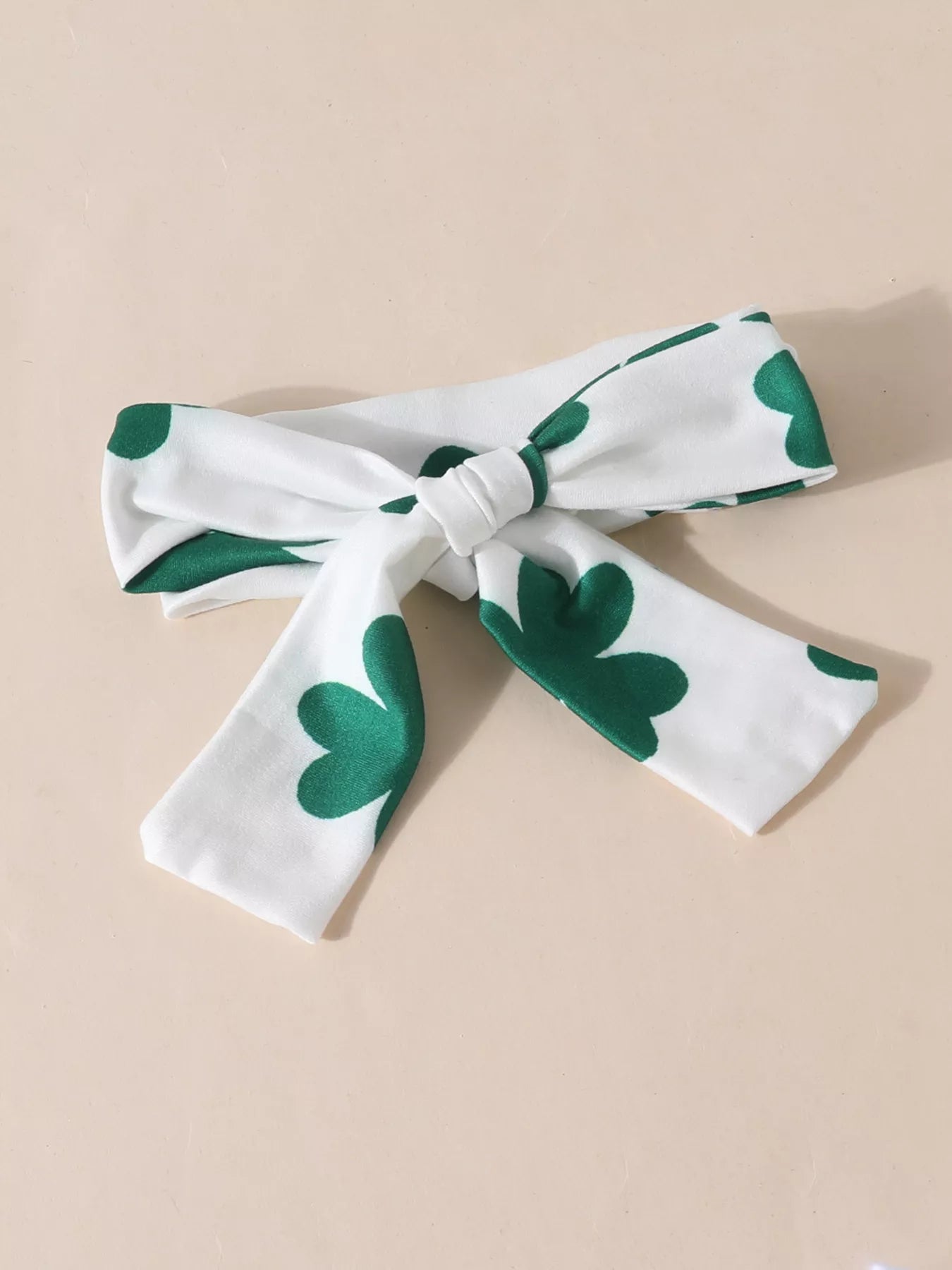 Children's Lucky Clover Long Sleeve Bodysuit and Flare Pants Set with Headband 