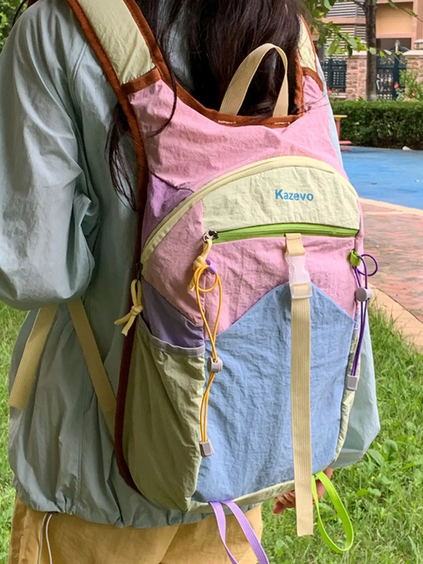 Lightweight Color Block Backpack Bag 