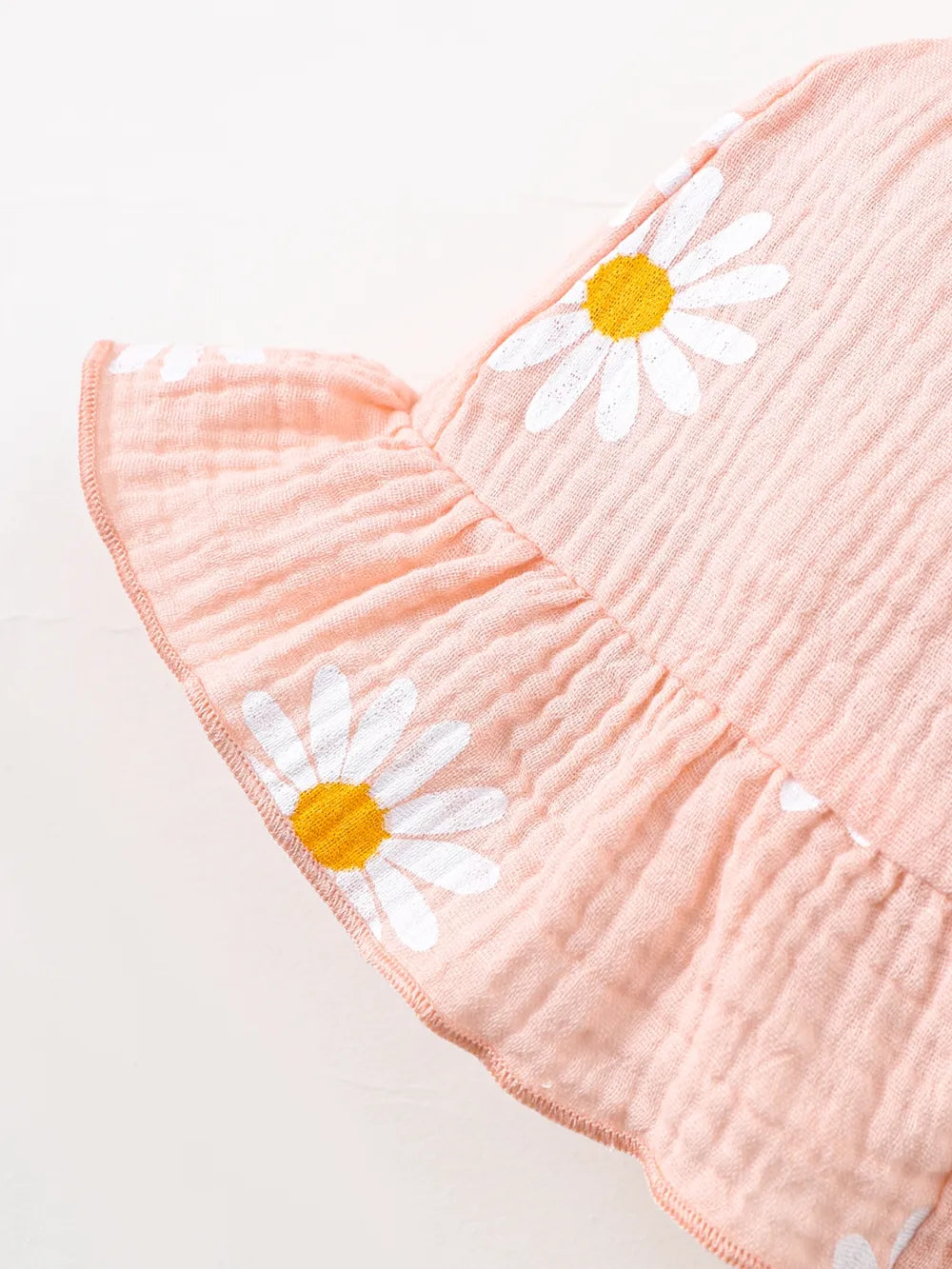 Children's Daisy Textured Wide Strap Romper and Hat Set 