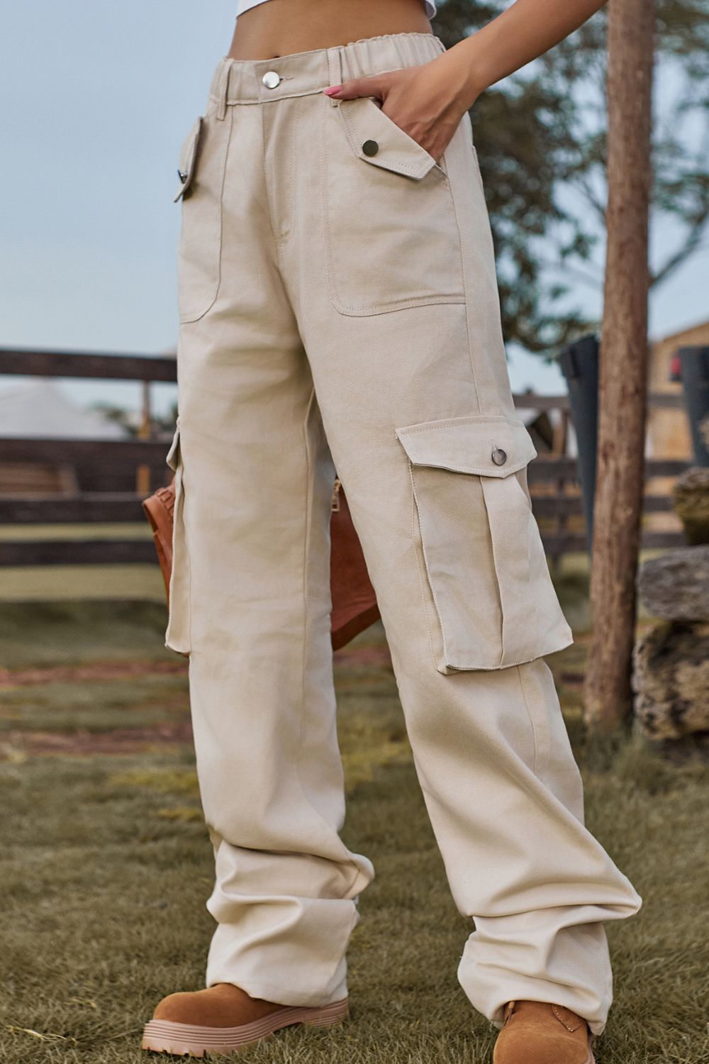Loose Fit Long Jeans with Pockets 
