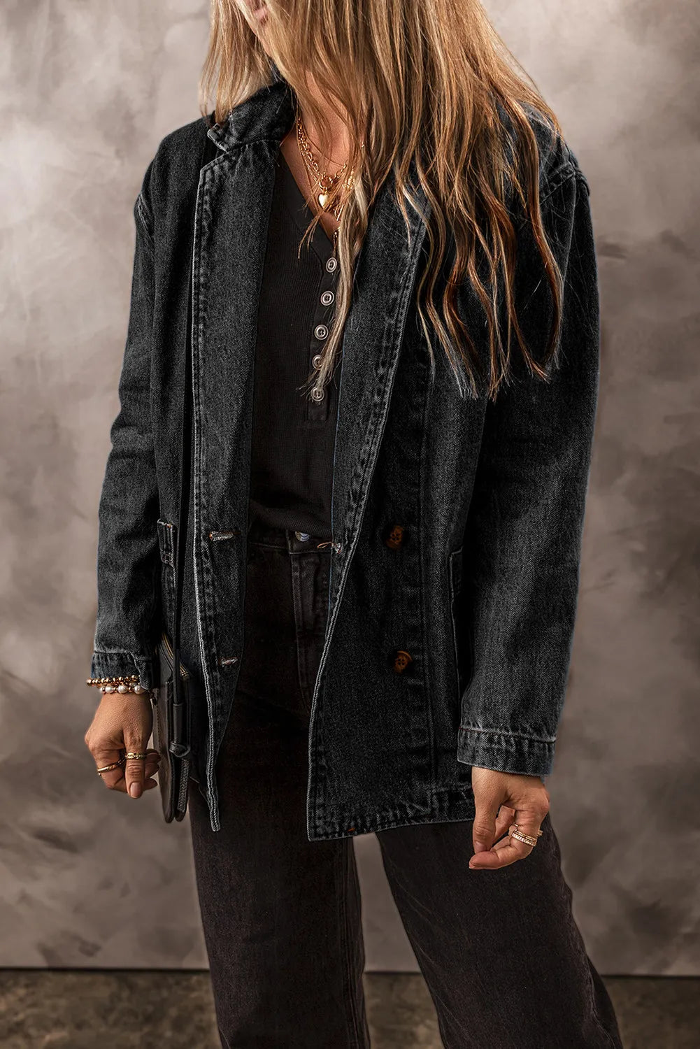 Pocketed Long Sleeve Denim Jacket 