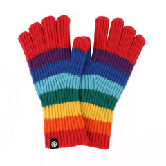 Rainbow Striped Knitted Gloves 