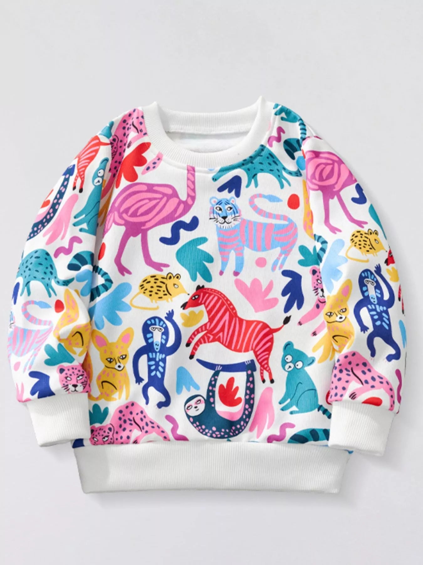 Children's Animal Print Crew Neck Sweatshirt 