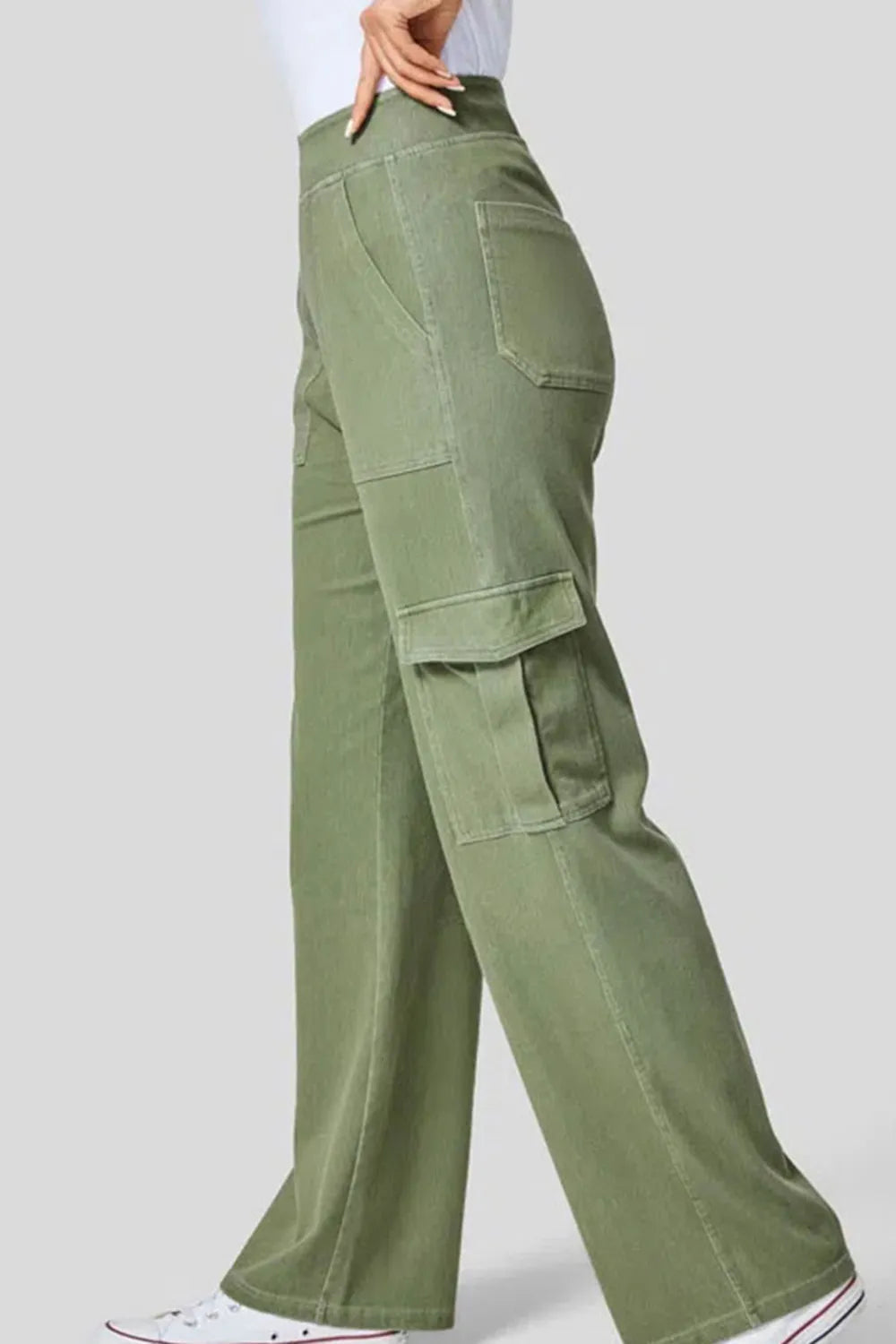 High Waist Straight Leg Cargo Jeans 