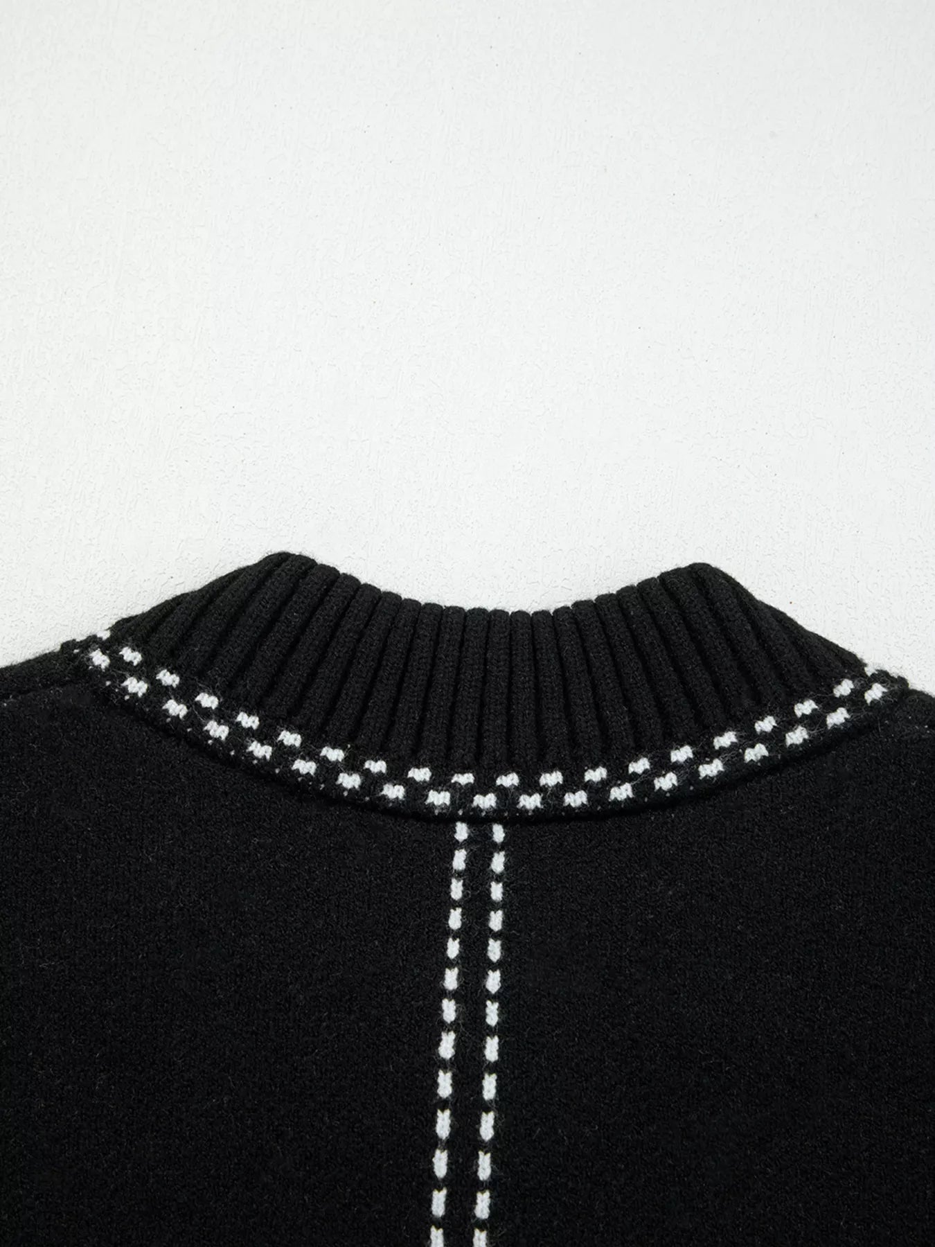 Contrast Trim Button up Sweater Cardigan 