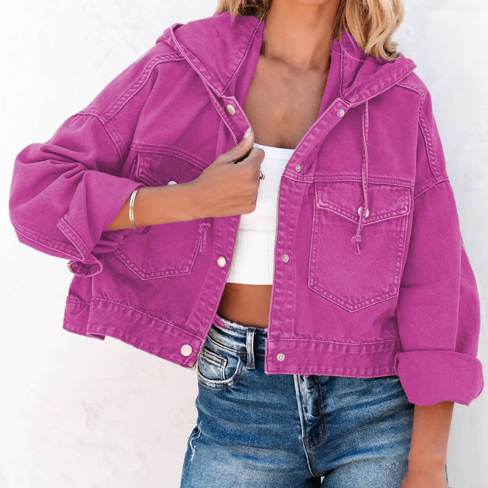 Hooded Dropped Shoulder Denim Jacket 