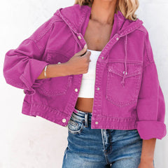 Hooded Dropped Shoulder Denim Jacket 