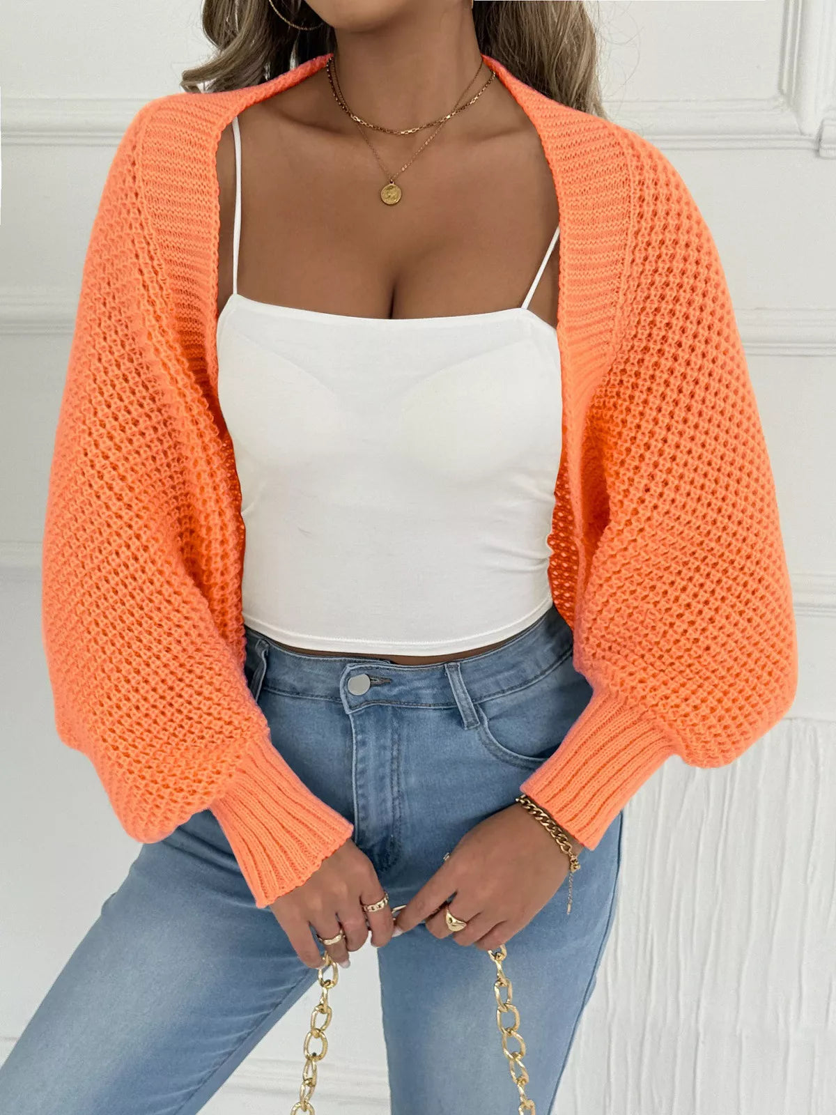 Open Front Batwing Sleeve Cardigan 