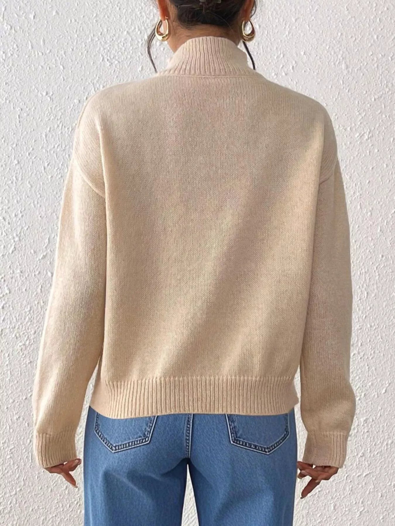 Turtleneck Dropped Shoulder Sweater 
