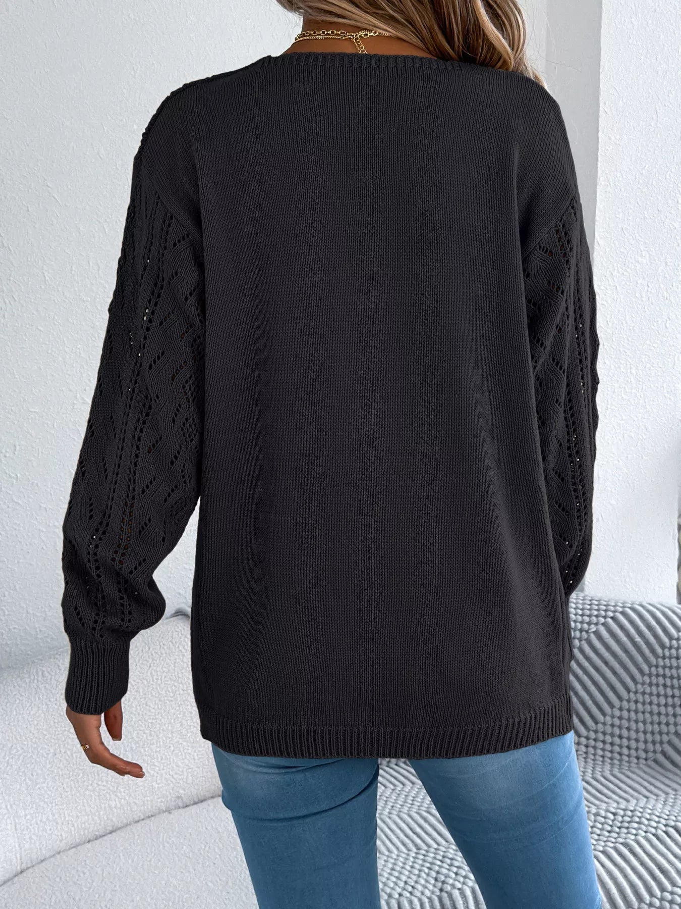 Openwork Open Front Cardigan 