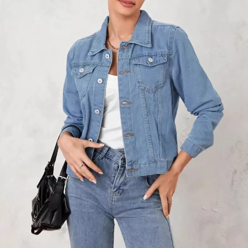 Button Up Long Sleeve Denim Jacket 