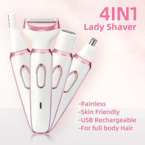 4-in-1 Electric Lady Shaver – Cordless Body Hair Trimmer & Epilator for Women dylinoshop