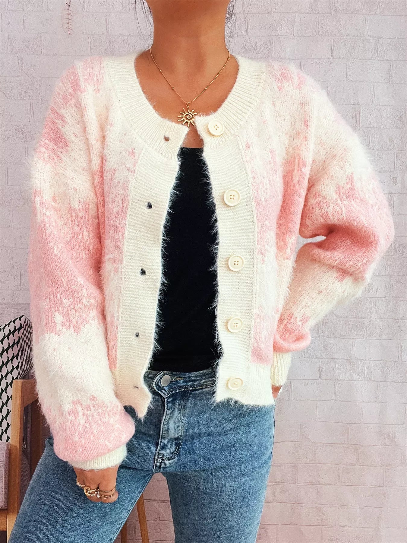 Ribbed Hem Button Up Cardigan 