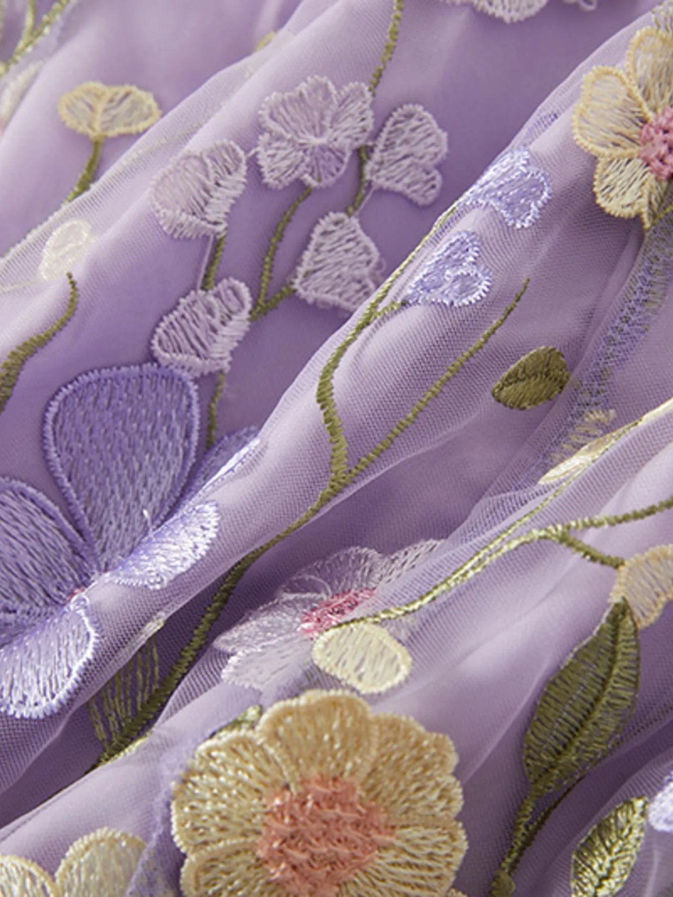 Floral Embroidered Mesh Overlay Maxi Dress 