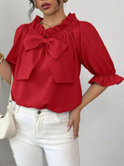 Bow Flounce Sleeve Blouse 