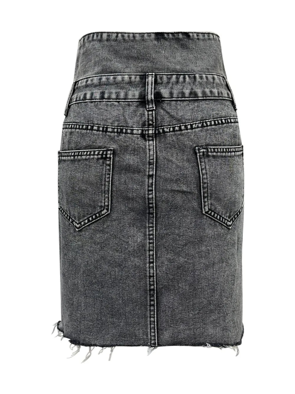 Raw Hem High Waist Denim Skirt 