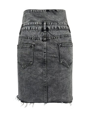 Raw Hem High Waist Denim Skirt 