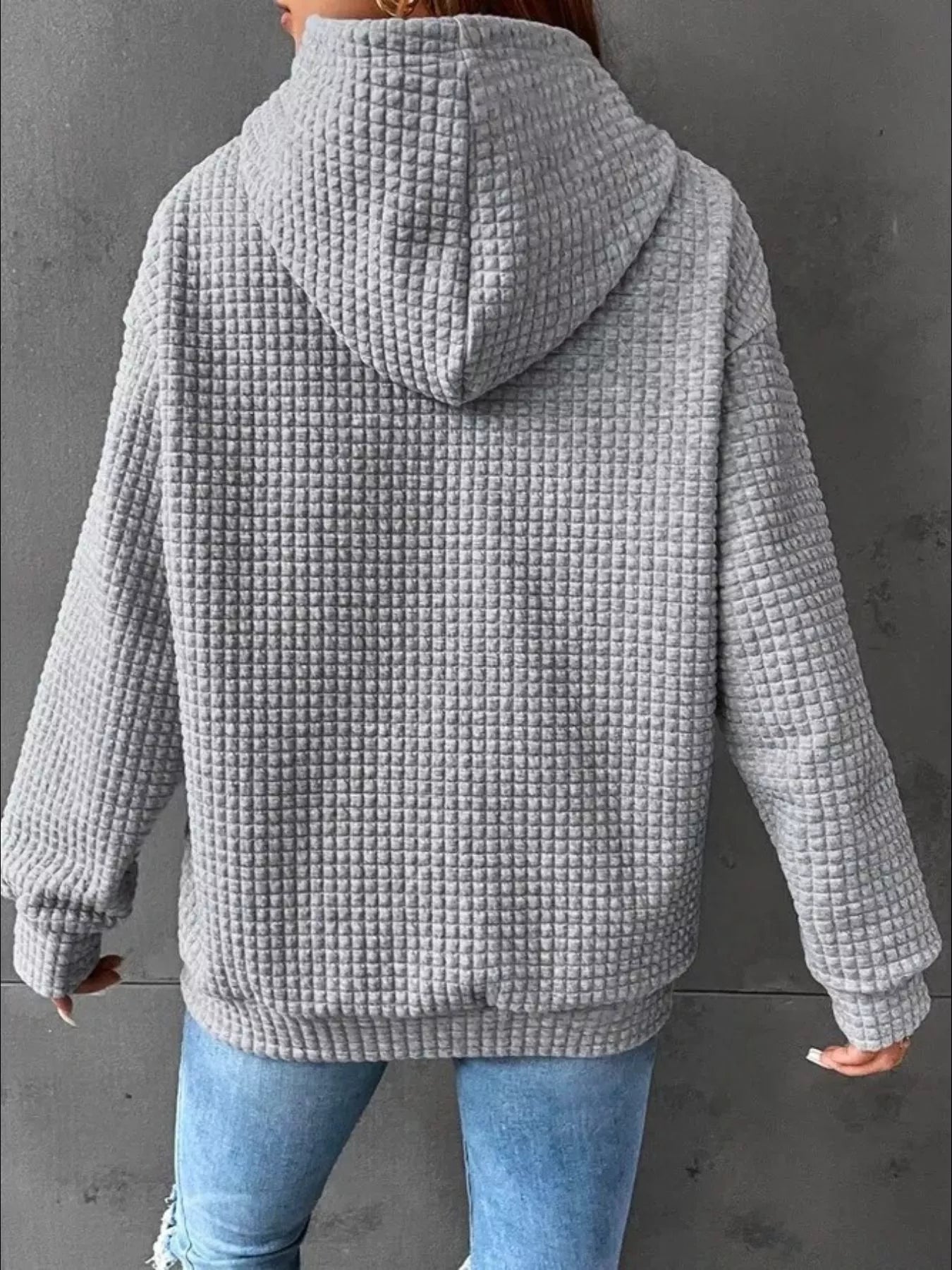 Full Size Textured Kangaroo Pocket Hoodie Plus Size 