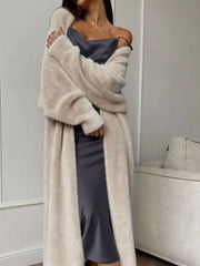 Fuzzy Open Front Longline Cardigan 