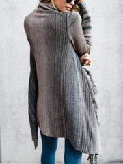 Fringe Long Sleeve Wrap Cardigan 
