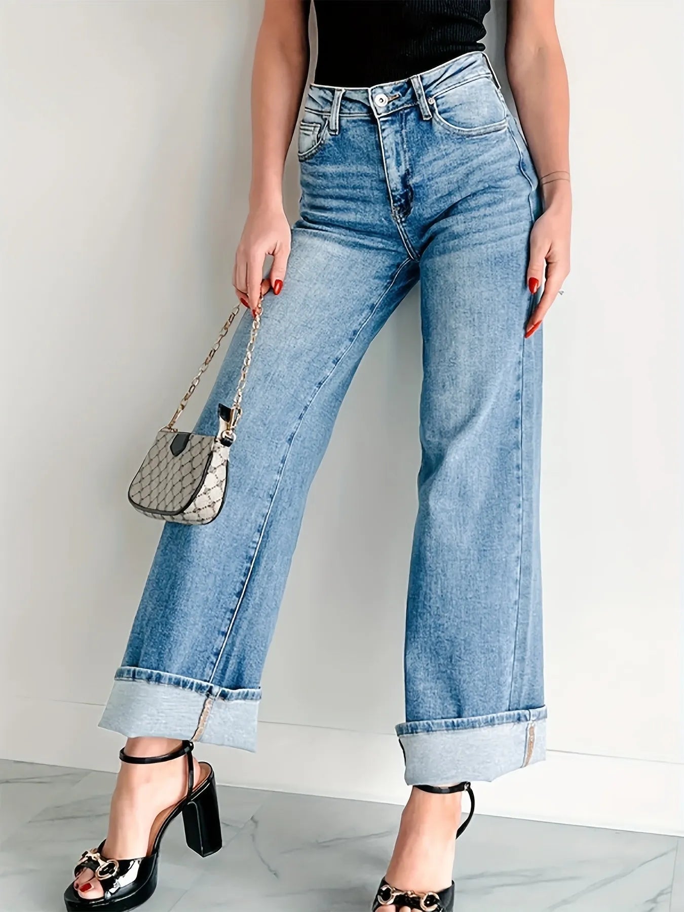 High-Waisted Wide Leg Jeans 