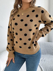 Polka Dot Round Neck Sweater 