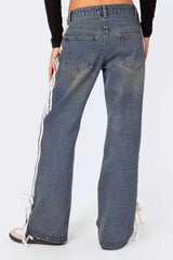 Side Striped Loose Fit Jeans 