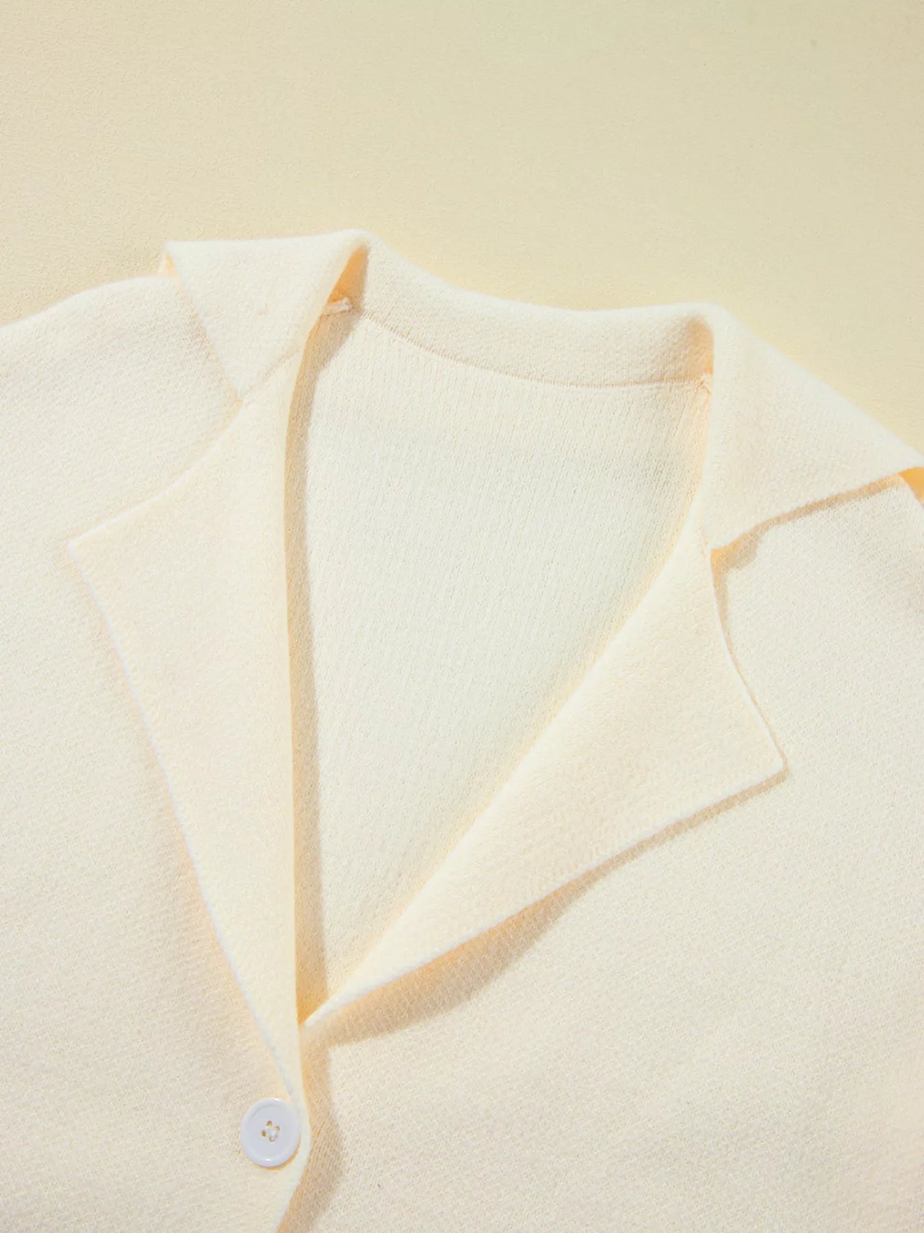 Solid Color Knit Lapel Collar Single Button Sweater Cardigan 