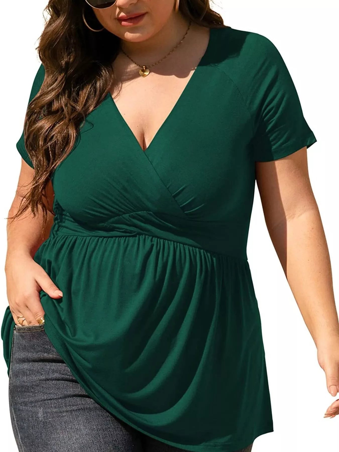 Plus Size Surplice Short Sleeve T-Shirt 