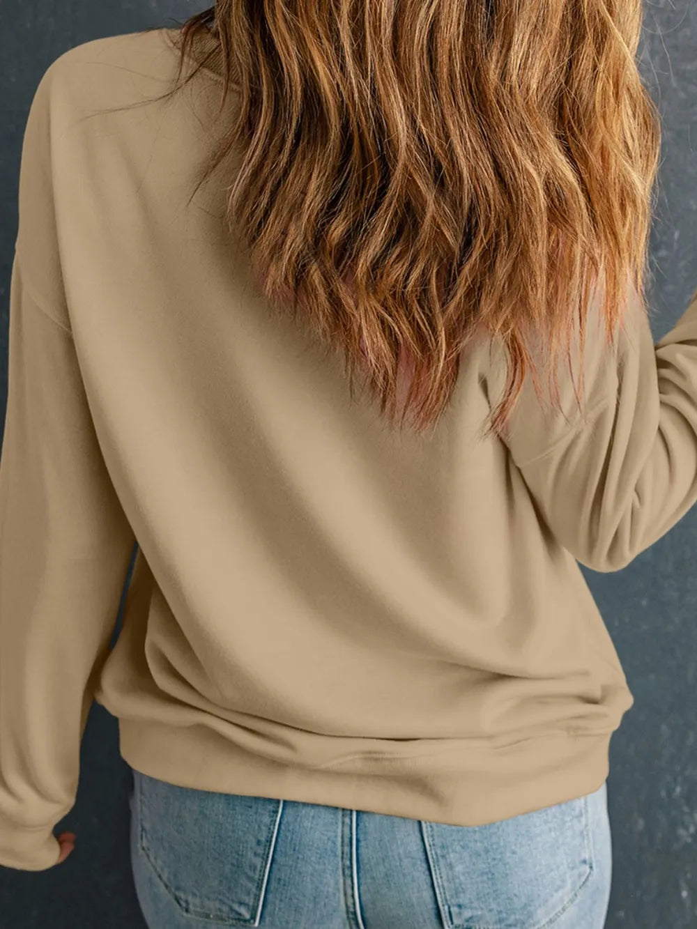 Embroidered Clover Pattern Round Neck Sweatshirt 