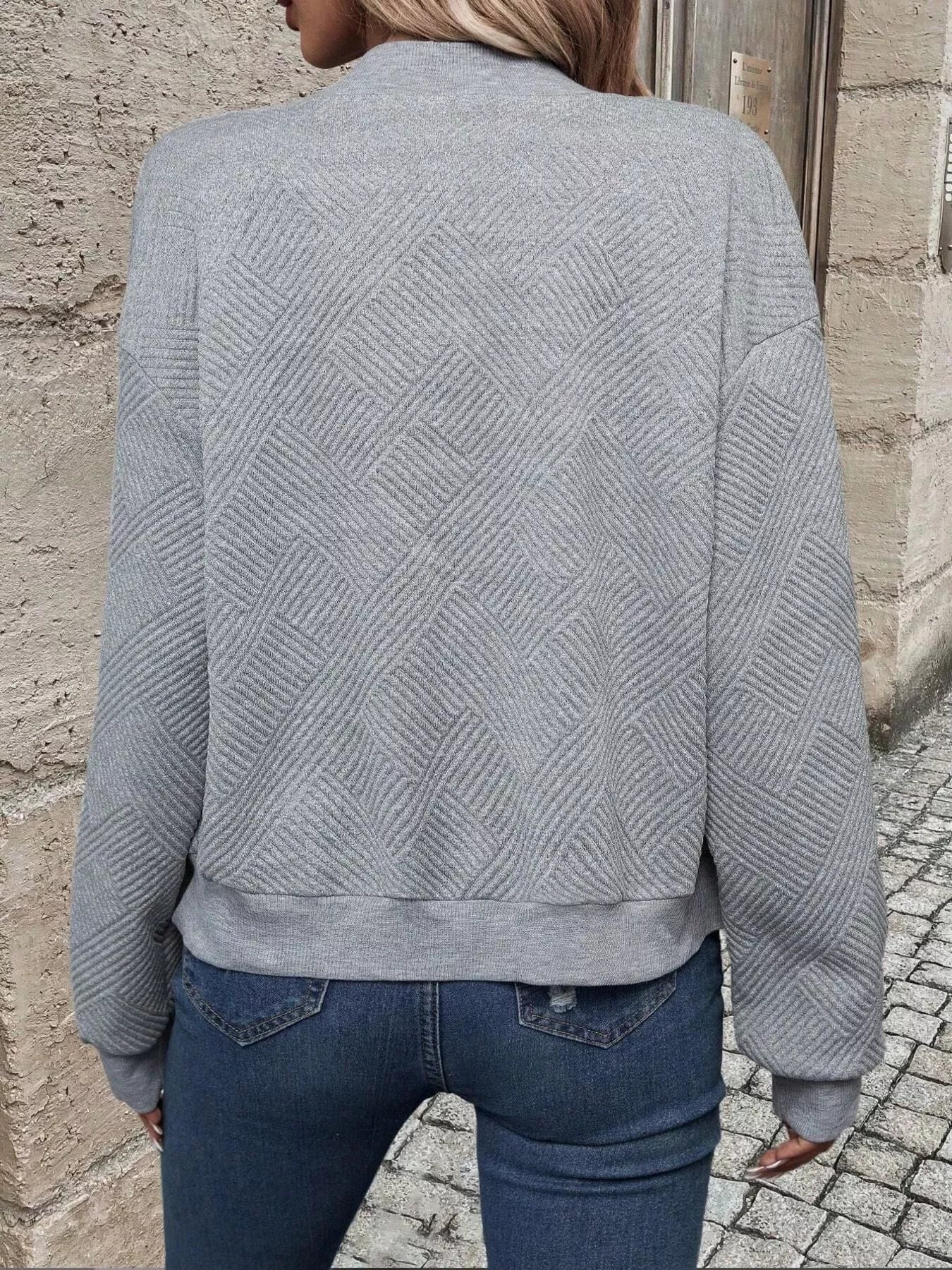 Full Size Zip Up Long Sleeve Textured Jacket Plus Size 